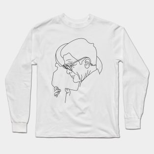 Pier Paolo Pasolini minimal line drawing Long Sleeve T-Shirt